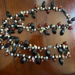 Natural Elegant Black and Brown Stone Necklace